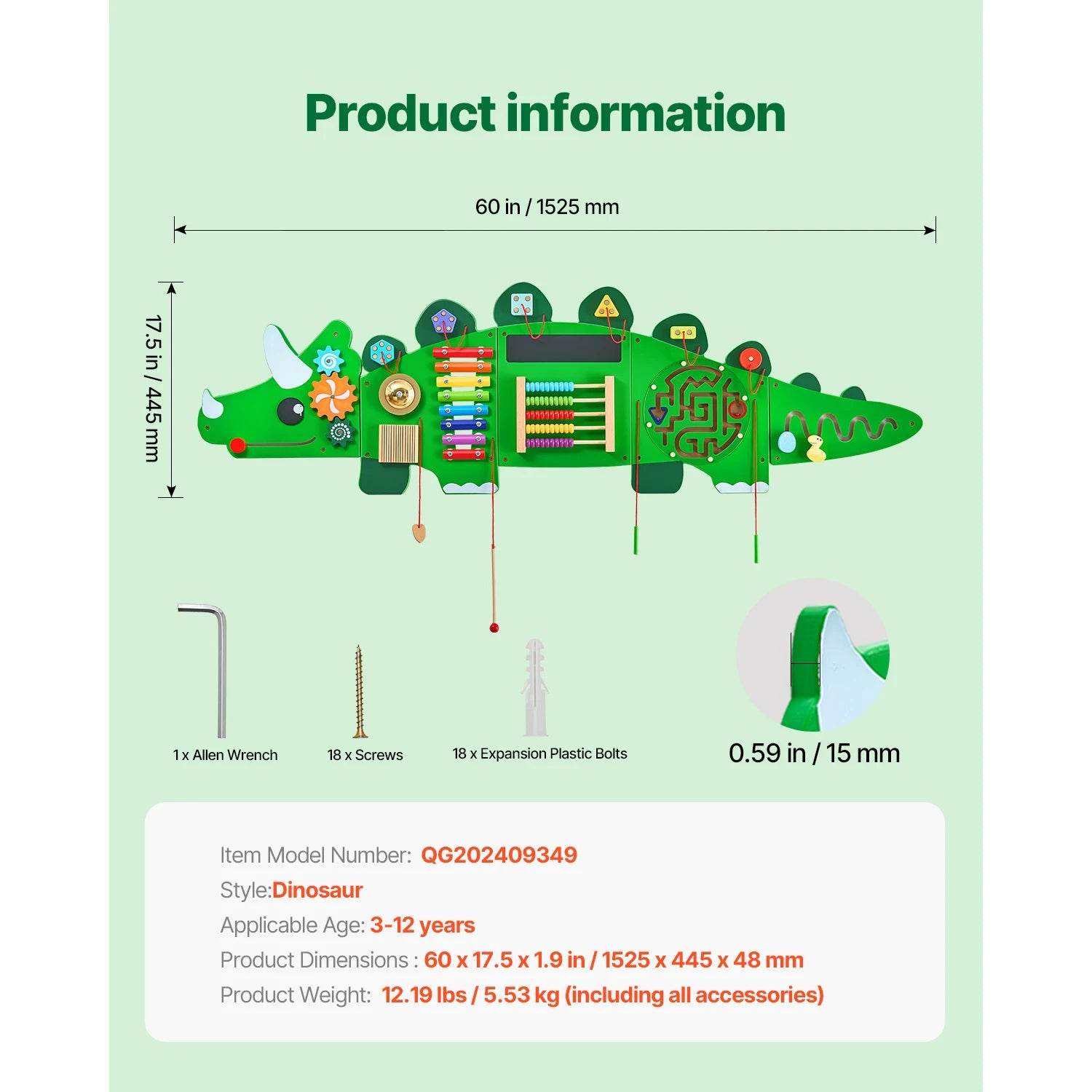 Premium Montessori Wall Panel With Dinosaur Theme For Kids - ToylandEU