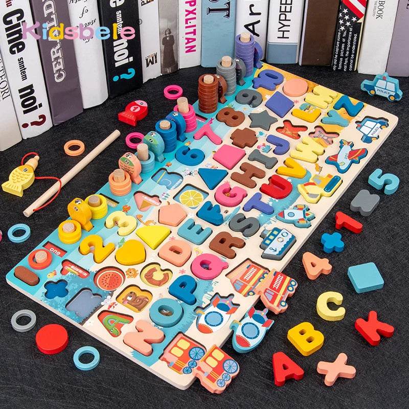 Premium Montessori Wooden Learning Toys for Toddlers with Magnetic Shape Sorter and Counting Game for Preschool Education - ToylandEU