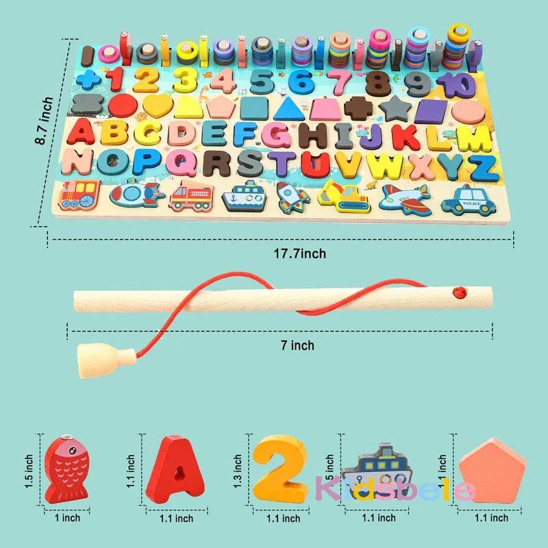 Premium Montessori Wooden Learning Toys for Toddlers with Magnetic Shape Sorter and Counting Game for Preschool Education - ToylandEU