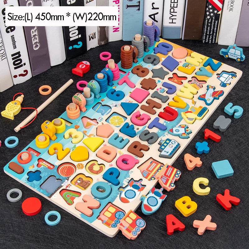 Premium Montessori Wooden Learning Toys for Toddlers with Magnetic Shape Sorter and Counting Game for Preschool Education - ToylandEU
