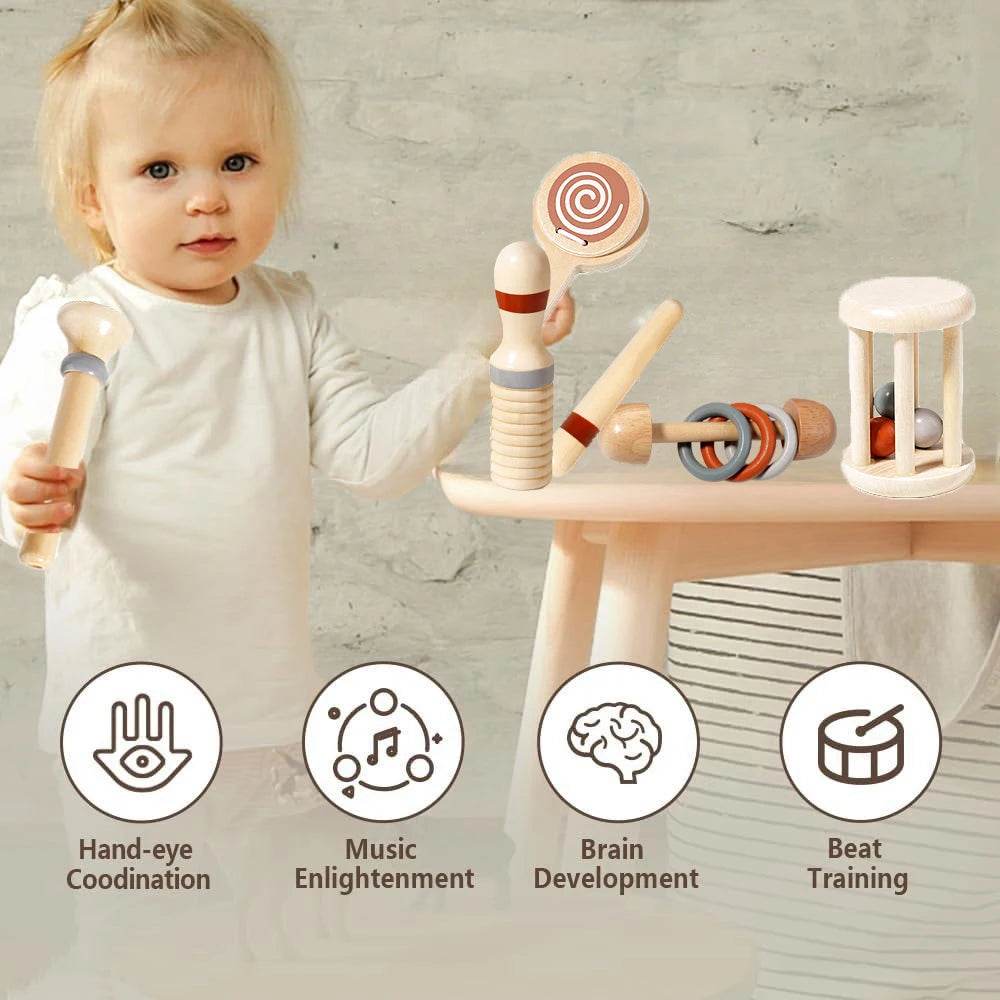 Premium Montessori Wooden Percussion Instruments Set for Toddlers Age 3 to 6 Years Educational Music Toys - ToylandEU