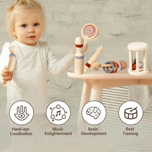 Premium Montessori Wooden Percussion Instruments Set for Toddlers Age 3 to 6 Years Educational Music Toys - ToylandEU