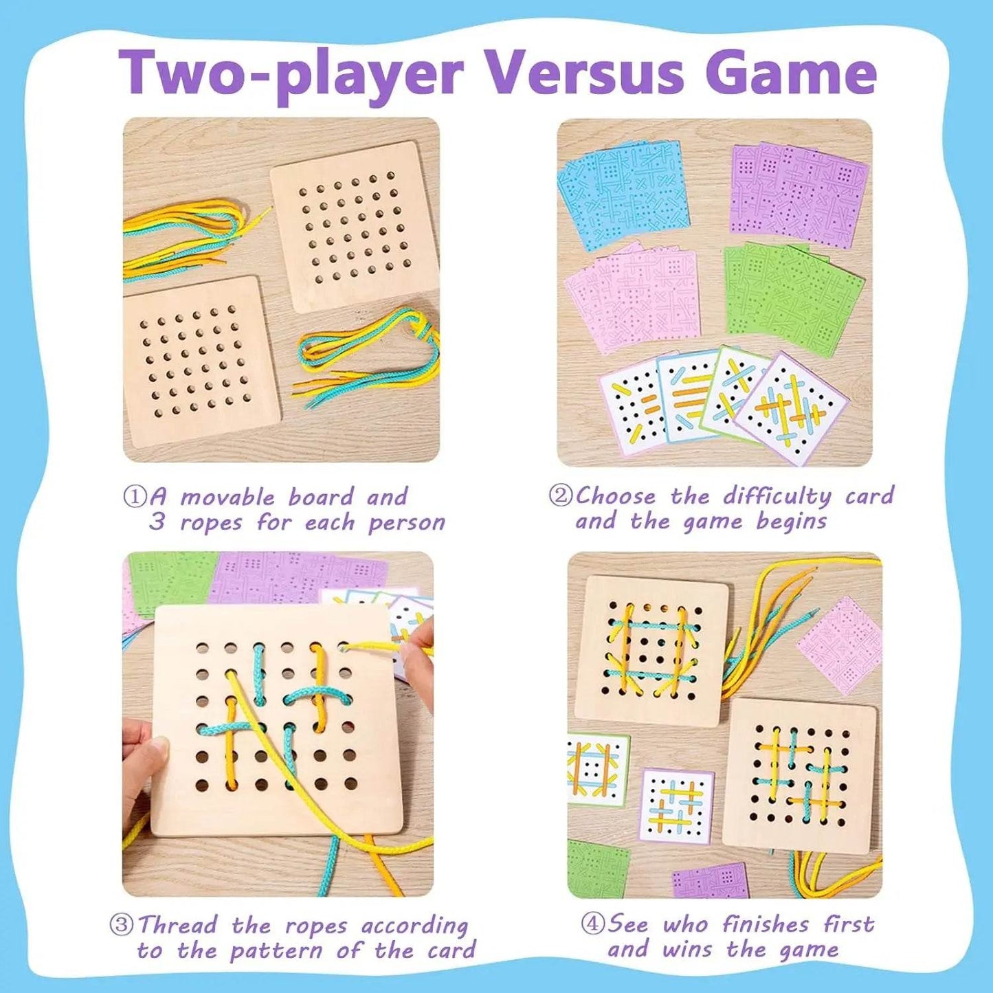 Premium Montessori Wooden Threading Activity Puzzle with Animal Theme for Developing Fine Motor Skills in Children Aged 3 to 6 - ToylandEU