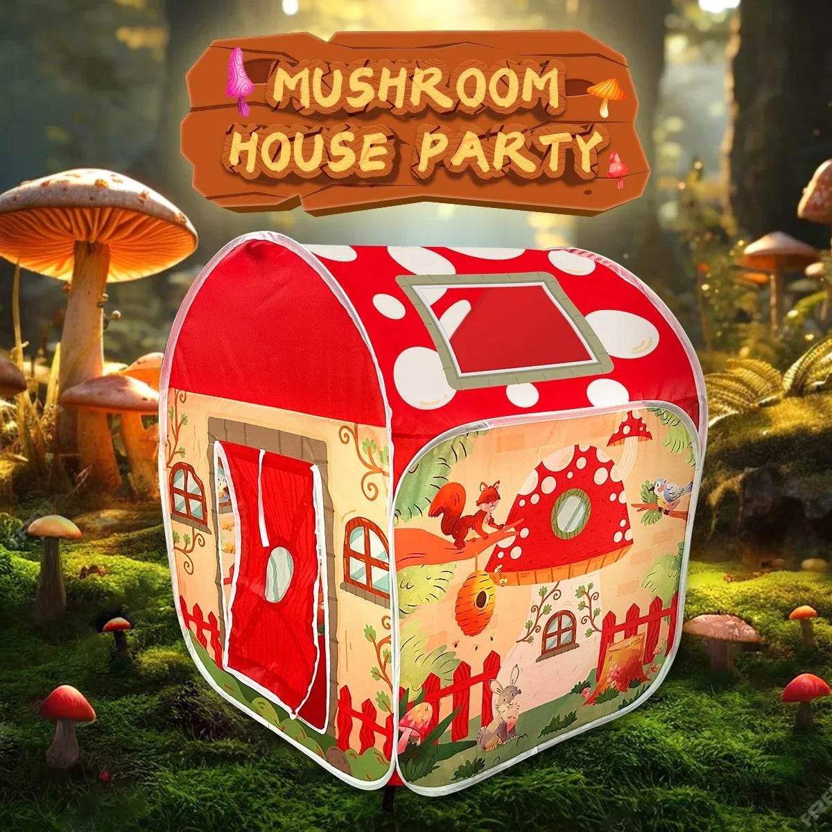 Premium Mushroom Play Tent Foldable For Kids Indoor Outdoor - ToylandEU