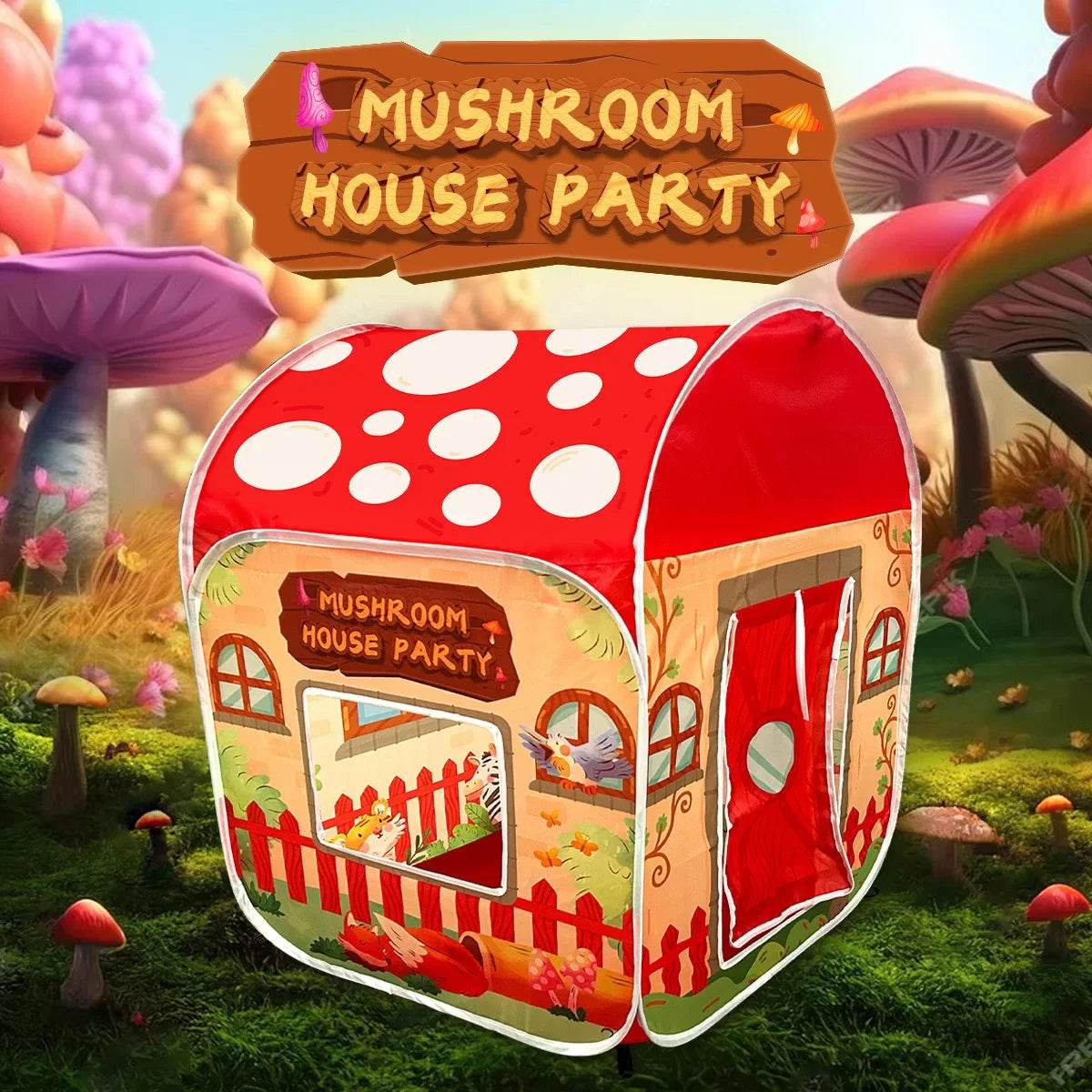 Premium Mushroom Play Tent Foldable For Kids Indoor Outdoor - ToylandEU