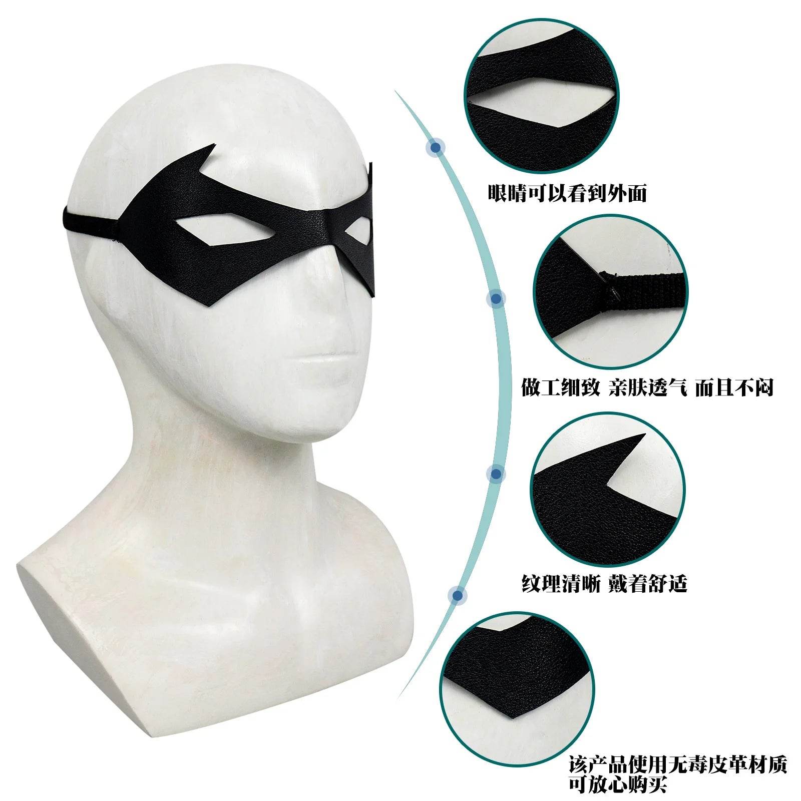 Premium Nightwing Cosplay Mask Synthetic Leather Halloween - ToylandEU