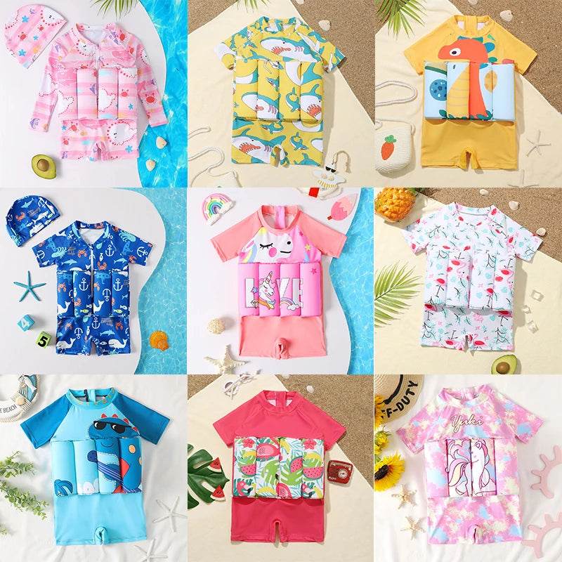 Premium One Piece Swimsuit With Buoyancy Cartoon Print Kids - ToylandEU