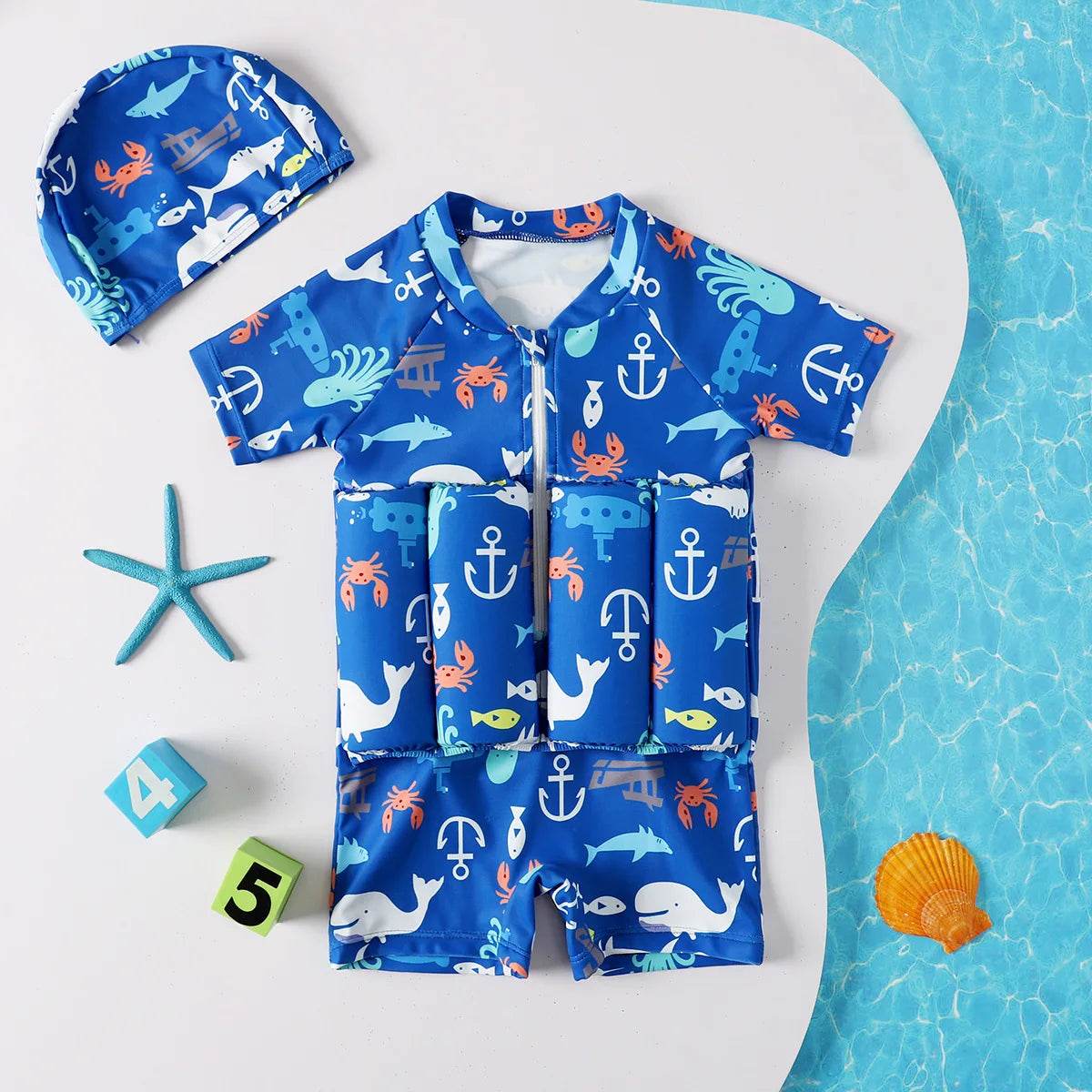Premium One Piece Swimsuit With Buoyancy Cartoon Print Kids - ToylandEU