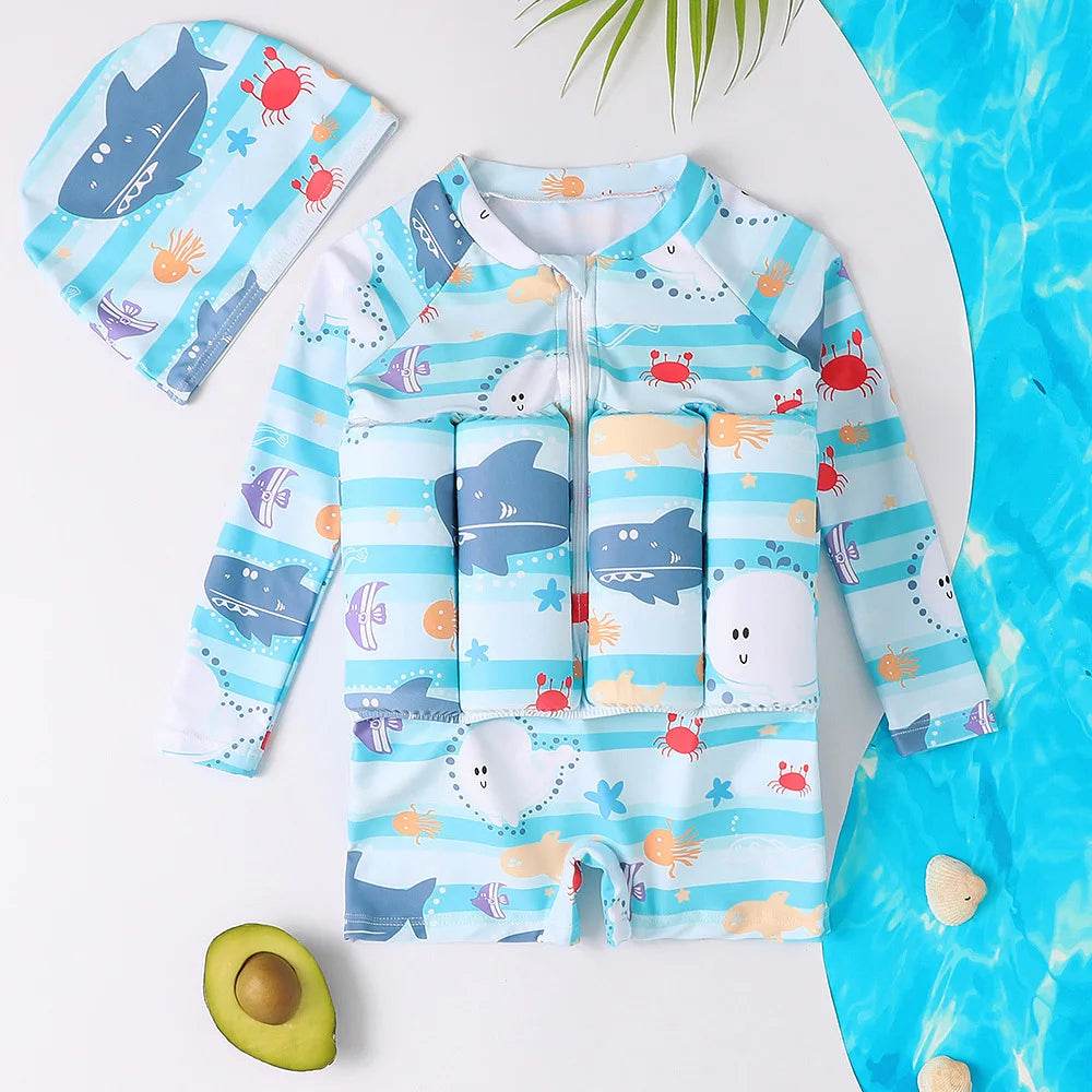 Premium One Piece Swimsuit With Buoyancy Cartoon Print Kids - ToylandEU