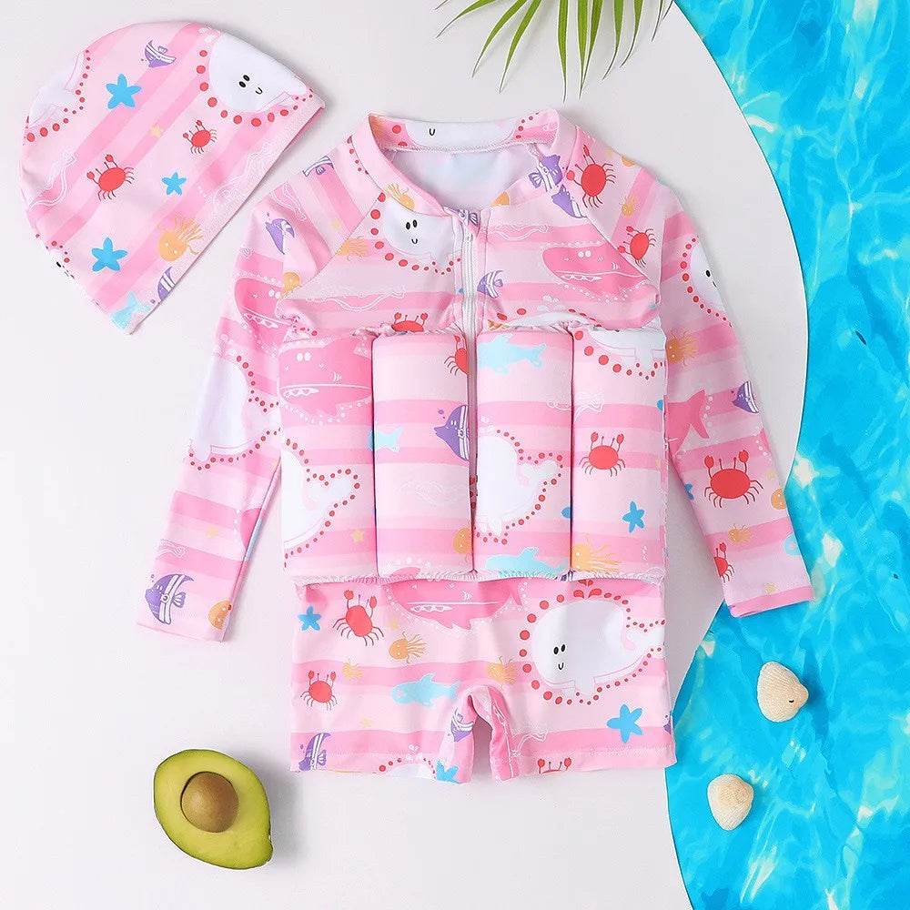 Premium One Piece Swimsuit With Buoyancy Cartoon Print Kids - ToylandEU