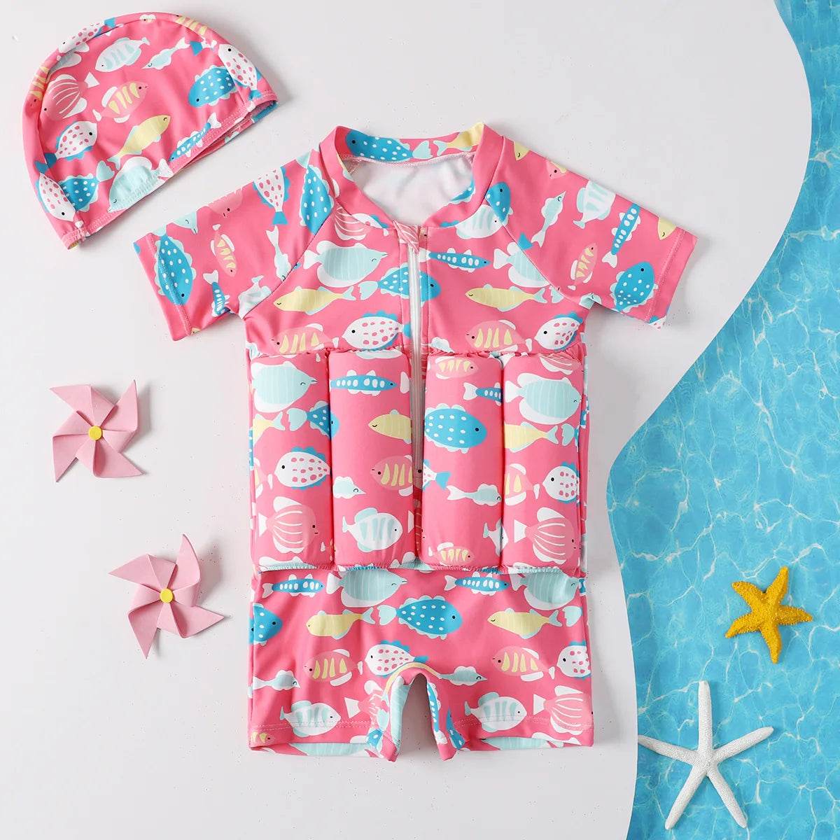 Premium One Piece Swimsuit With Buoyancy Cartoon Print Kids - ToylandEU
