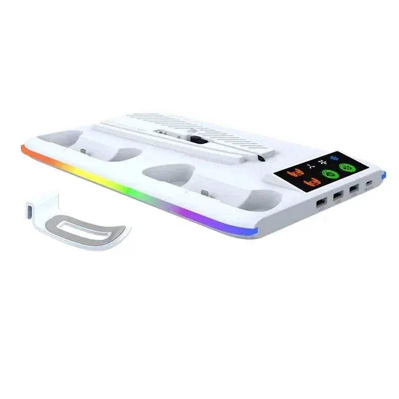 Premium PS5 Cooling Stand with LED Controller Charging Station and Adjustable 3-Gear Fan for PlayStation 5 Gamers - ToylandEU