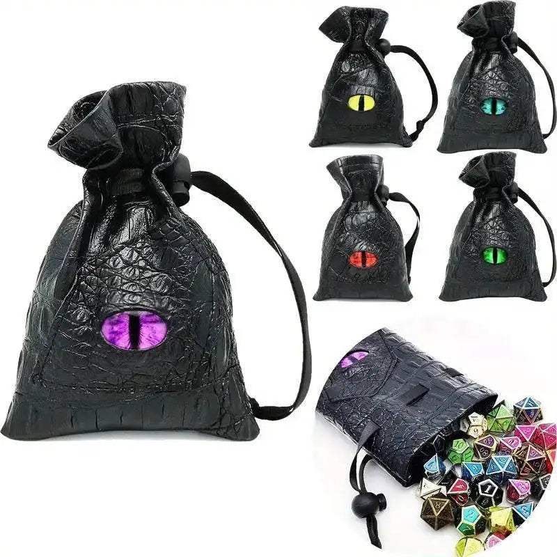 Premium PU Leather Dice Bag with Dragon Eye Design for Dungeons and Dragons Players and Tarot Enthusiasts - ToylandEU