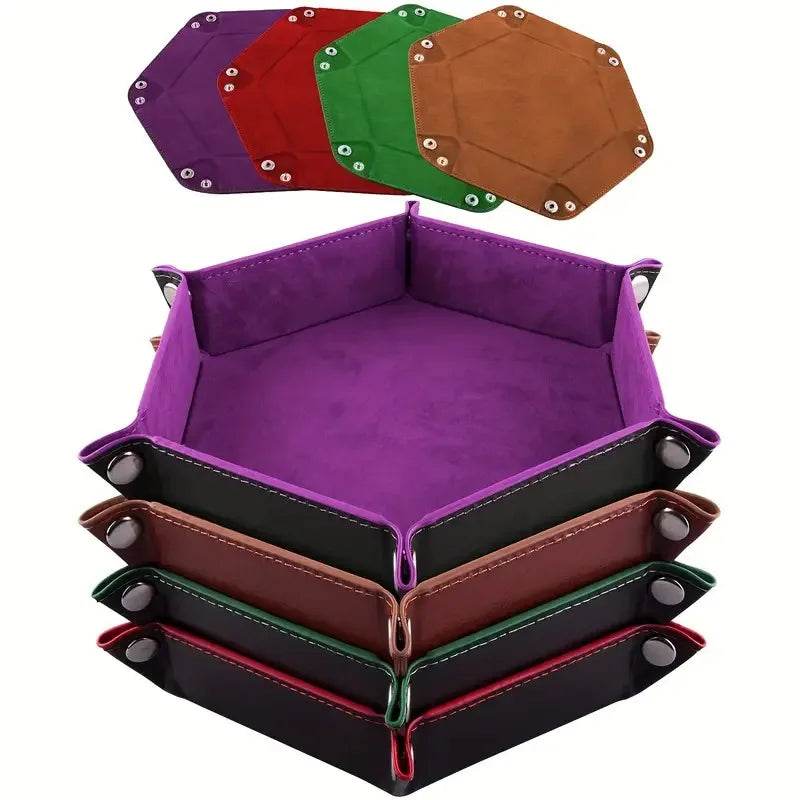 Premium PU Leather Folding Dice Storage Tray with Velvet Interior for Tabletop Game Enthusiasts - ToylandEU