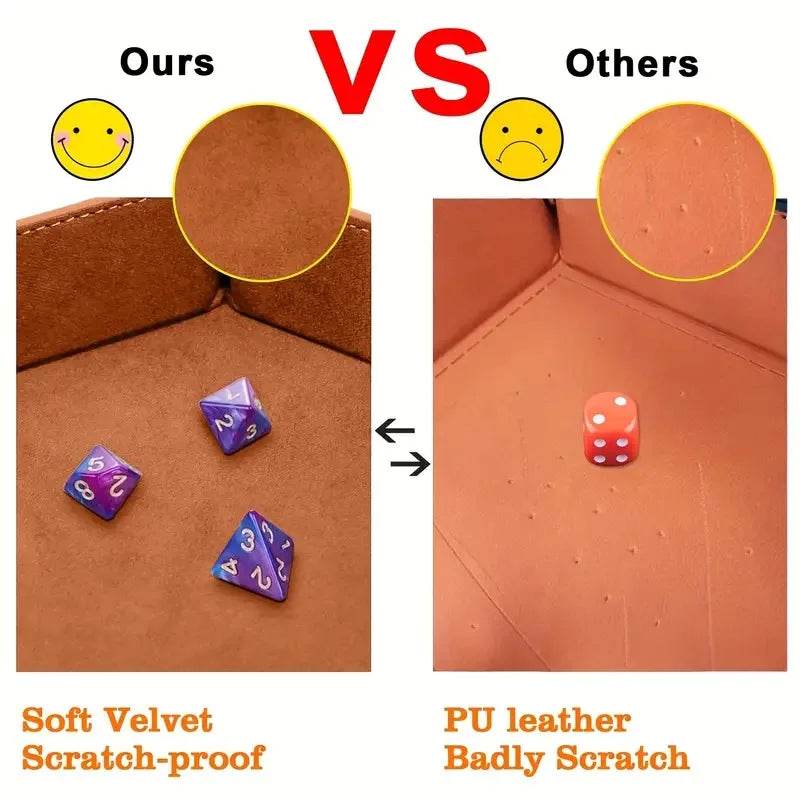 Premium PU Leather Folding Dice Storage Tray with Velvet Interior for Tabletop Game Enthusiasts - ToylandEU
