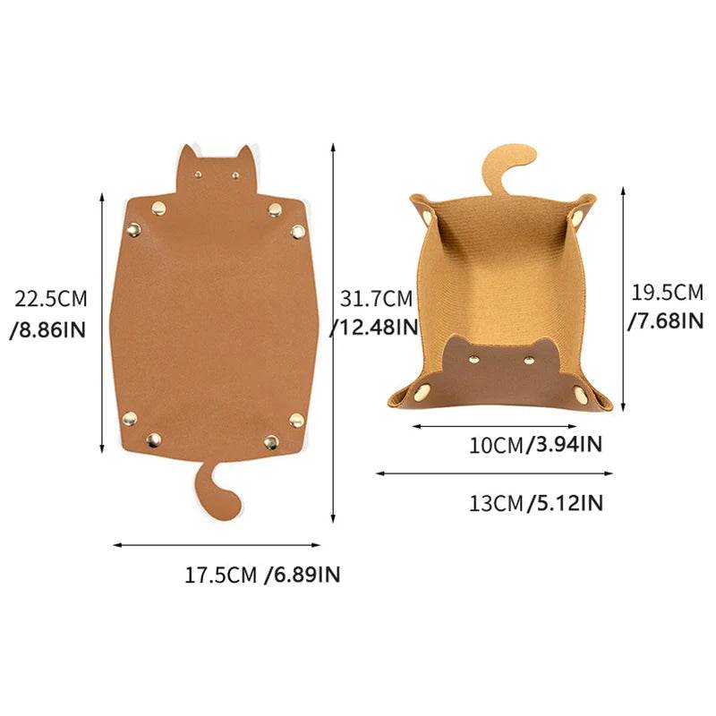 Premium PU Leather Hexagonal Folding Dice Tray with Unique Cat-Shaped Design for RPG and DnD Game Enthusiasts - ToylandEU