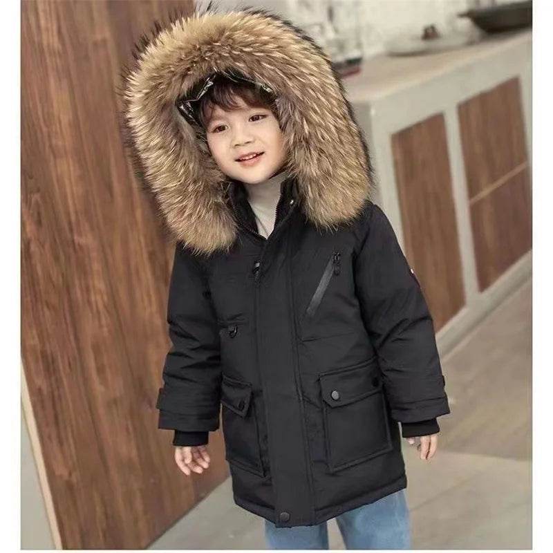 Premium Padded Jacket Hooded Parka With Fur Collar Kids - ToylandEU