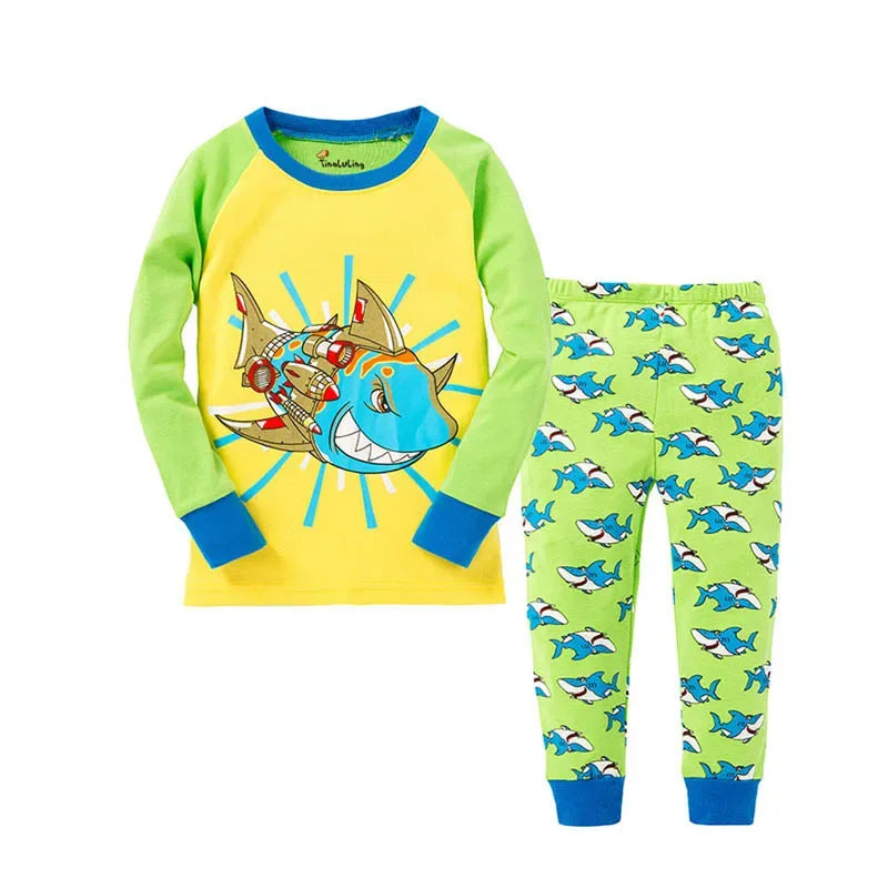 Premium Pajama Sets Animal Cartoon One Hundred Percent Cotton For Boys - ToylandEU