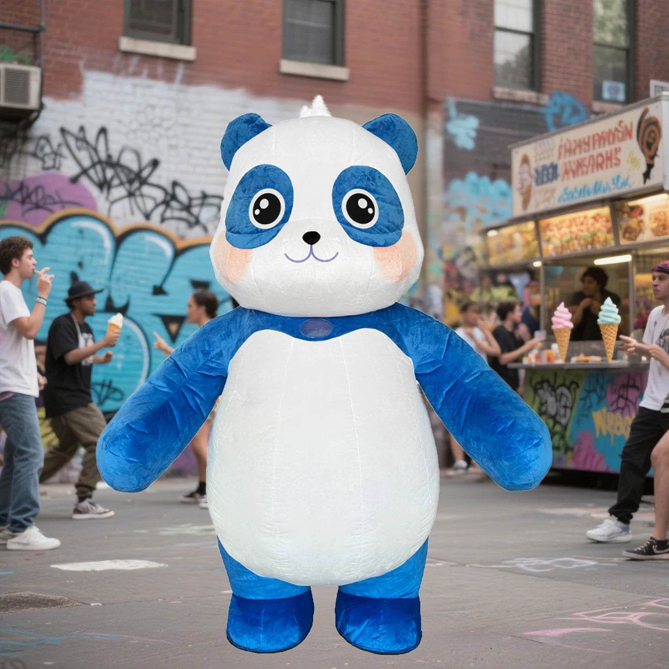 Premium Panda Mascot Costume Blue Inflatable For Parade - ToylandEU