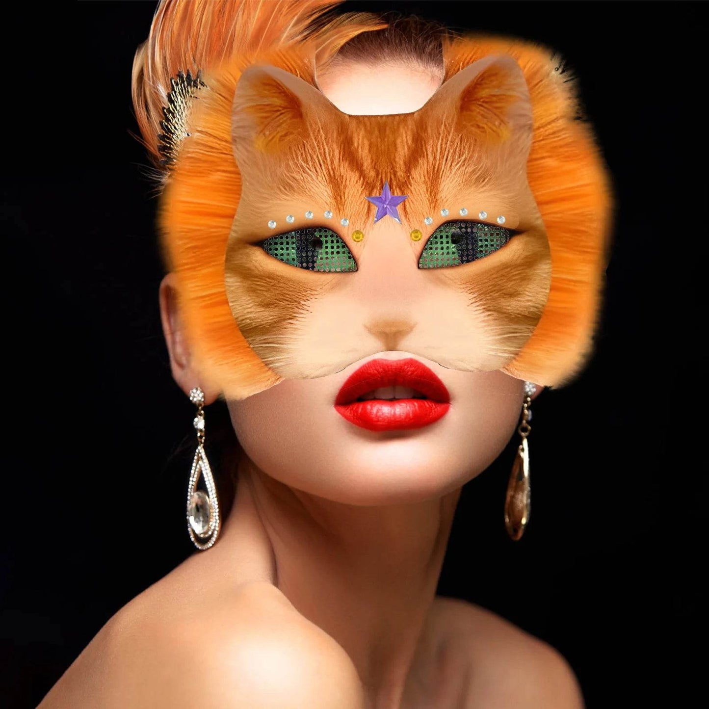 Premium Paper Cat Masks Half Face For Halloween Cosplay - ToylandEU