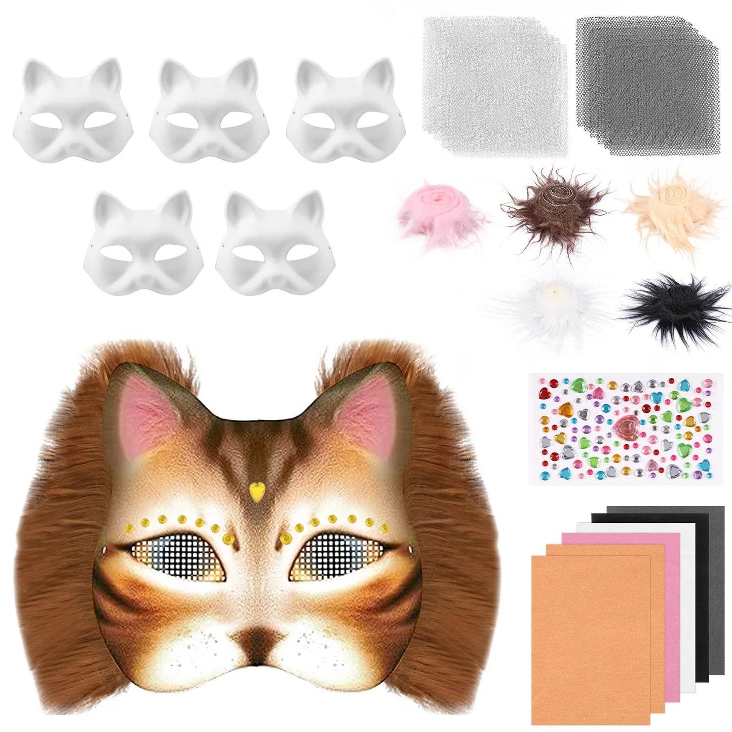 Premium Paper Cat Masks Half Face For Halloween Cosplay - ToylandEU