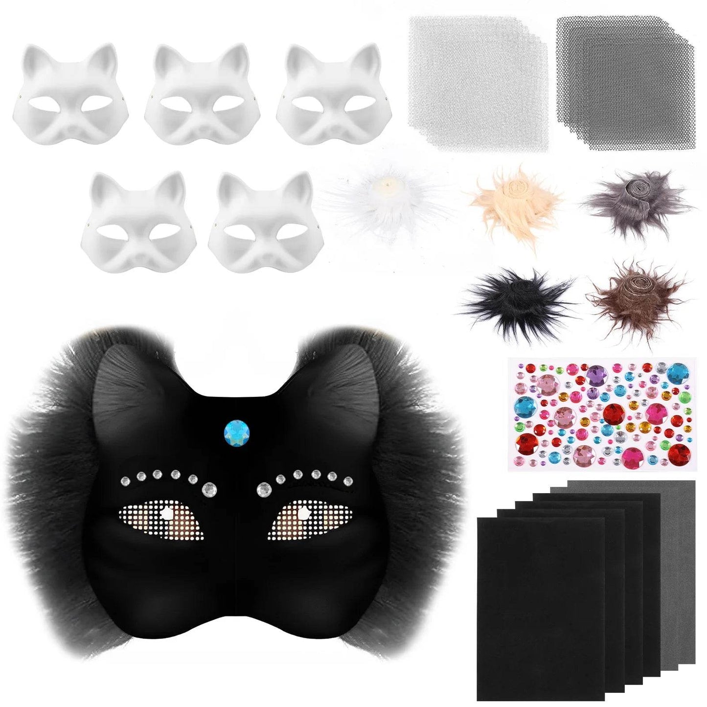 Premium Paper Cat Masks Half Face For Halloween Cosplay - ToylandEU