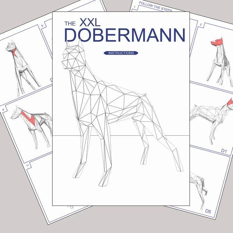 Premium Papercraft Model Cardboard Doberman 3D Home Decor - ToylandEU