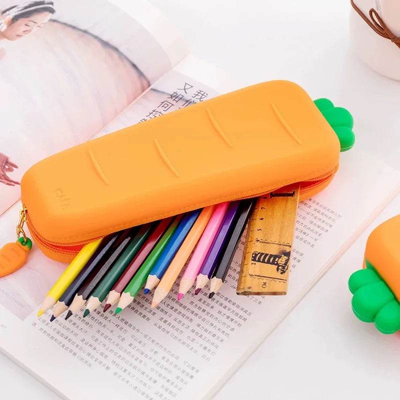 Premium Pencil Case Carrot Silicone For Kids Birthday Gift - ToylandEU