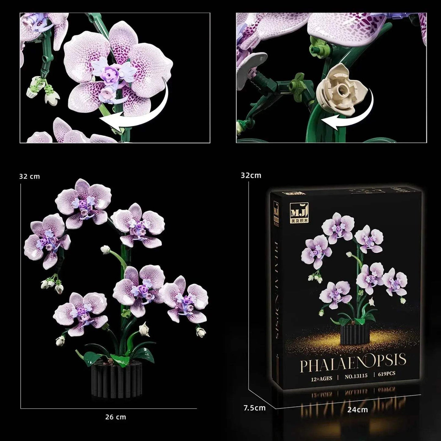  Premium Phalaenopsis Orchid Block Set 619pcs Toyland EU -  ToylandEU™