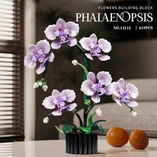Premium Phalaenopsis Orchid Building Block Set Lego Compatible 619 Pieces For Home Decor Girls Birthday Gift - ToylandEU