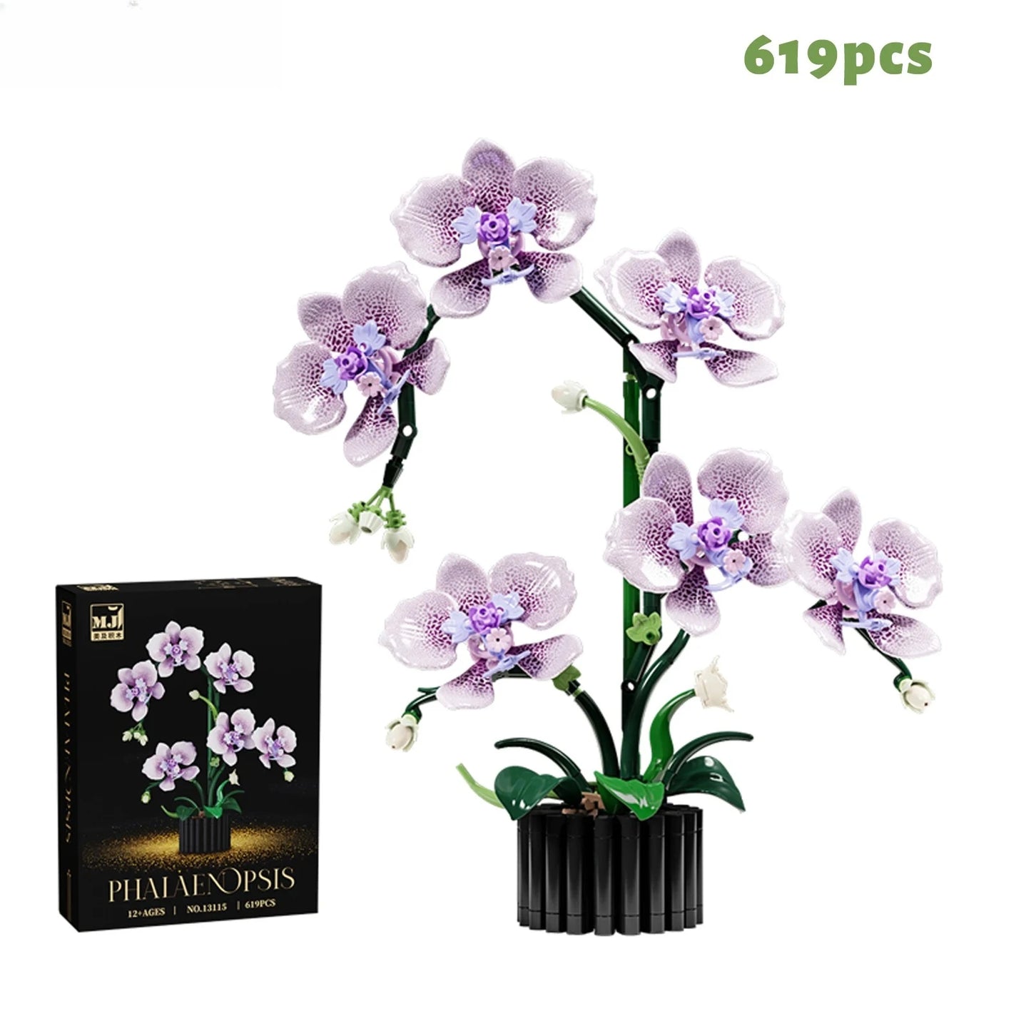 Premium Phalaenopsis Orchid Building Block Set Lego Compatible 619 Pieces For Home Decor Girls Birthday Gift - ToylandEU