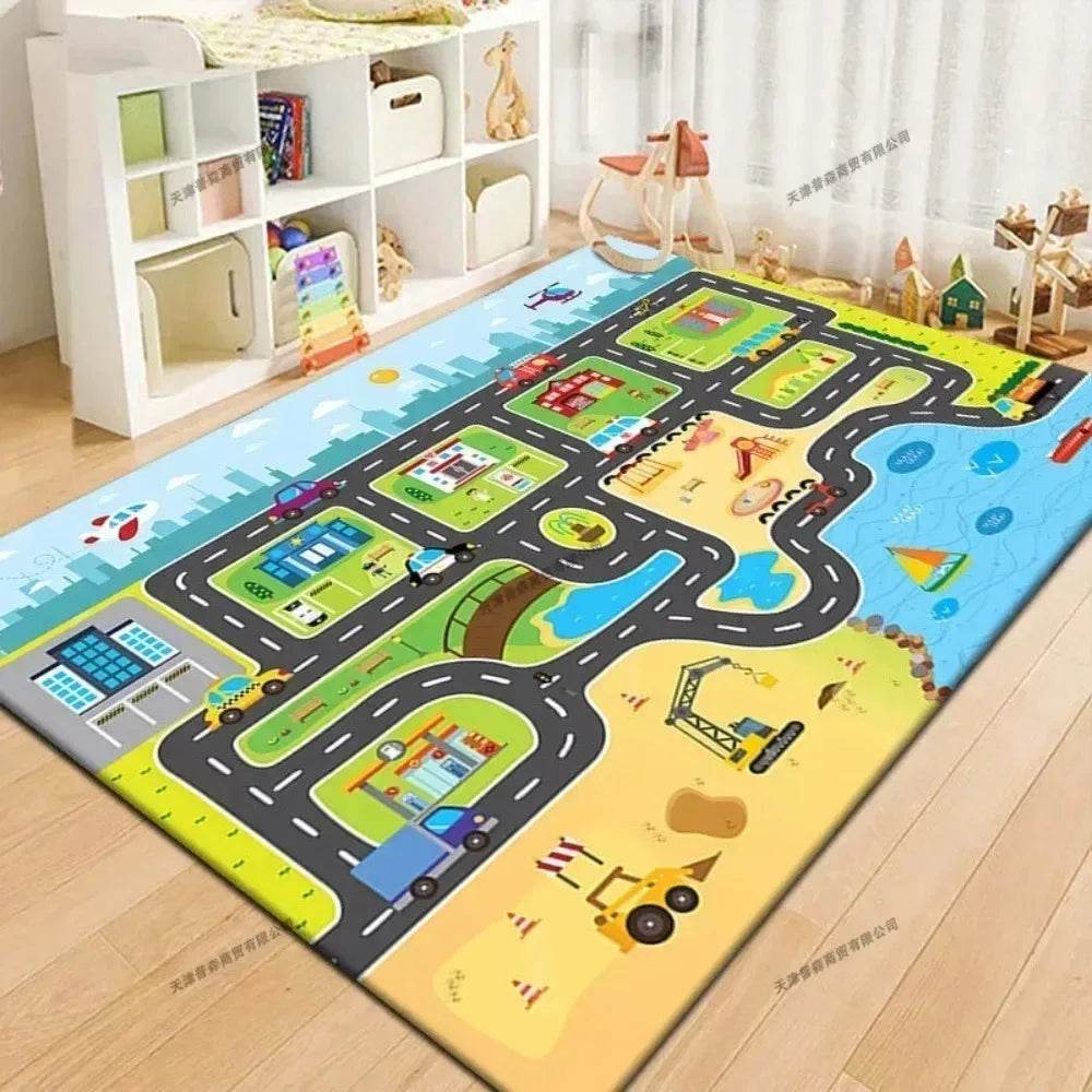 Premium Play Mat Non Slip Cartoon Runway Design Large 100x160 Cm For Babies And Kids Indoor Play - ToylandEU