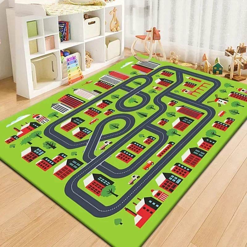 Premium Play Mat Non Slip Cartoon Runway Design Large 100x160 Cm For Babies And Kids Indoor Play - ToylandEU