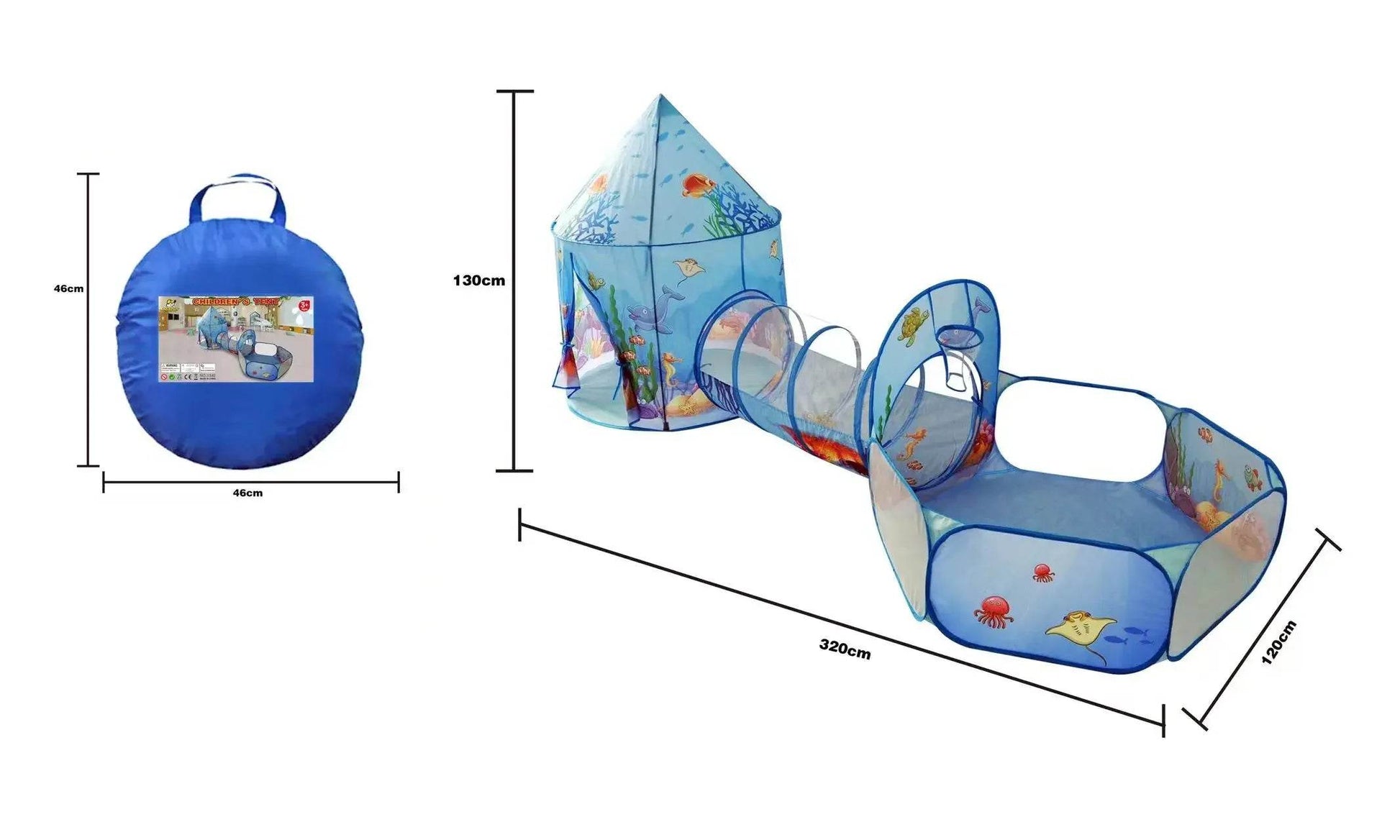 Premium Play Tent 3in1 Foldable Tunnel Ball Pool For Kids - ToylandEU