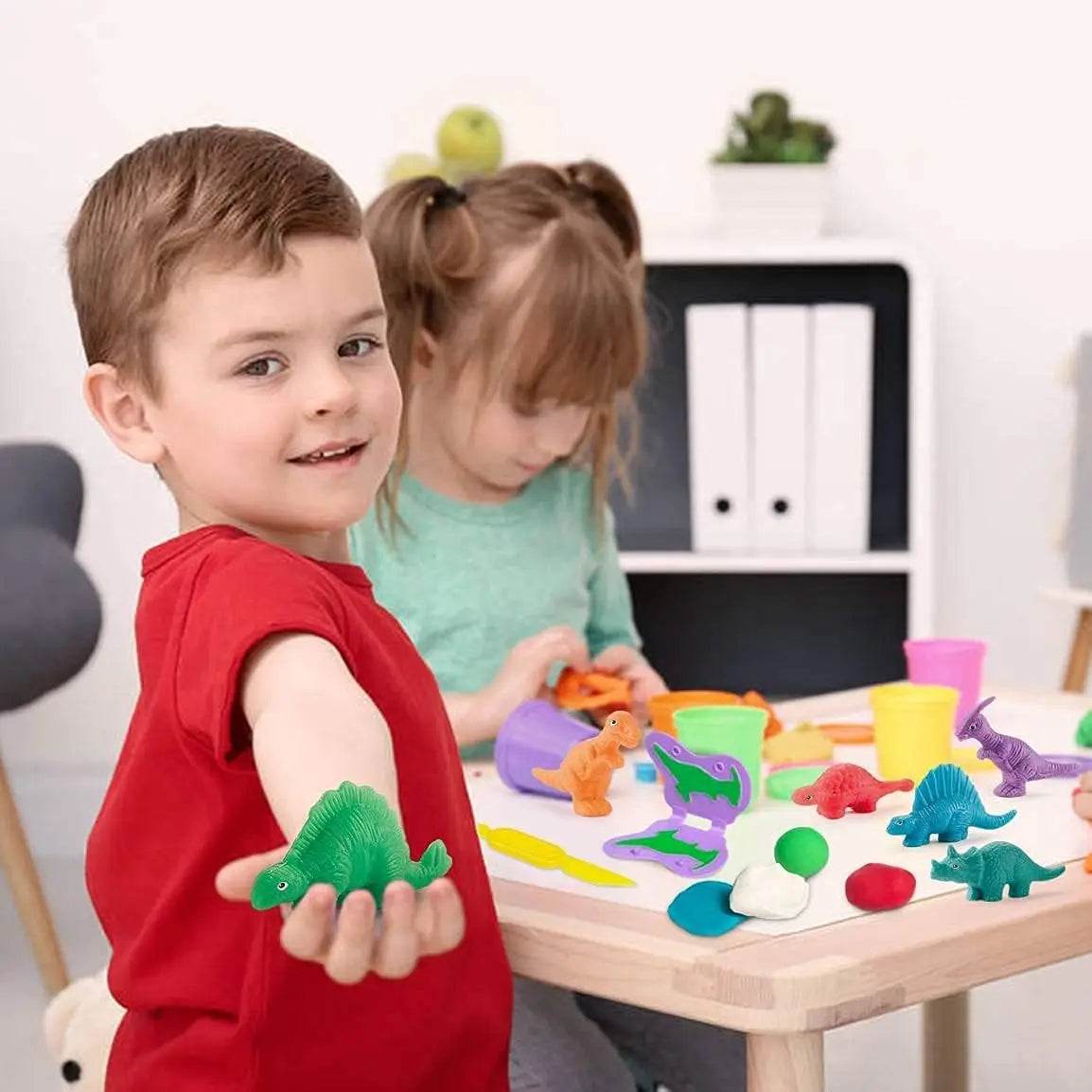 Premium Playdough Set for Kids with Dinosaur Molds and Air Dry Feature for Creative Play - ToylandEU