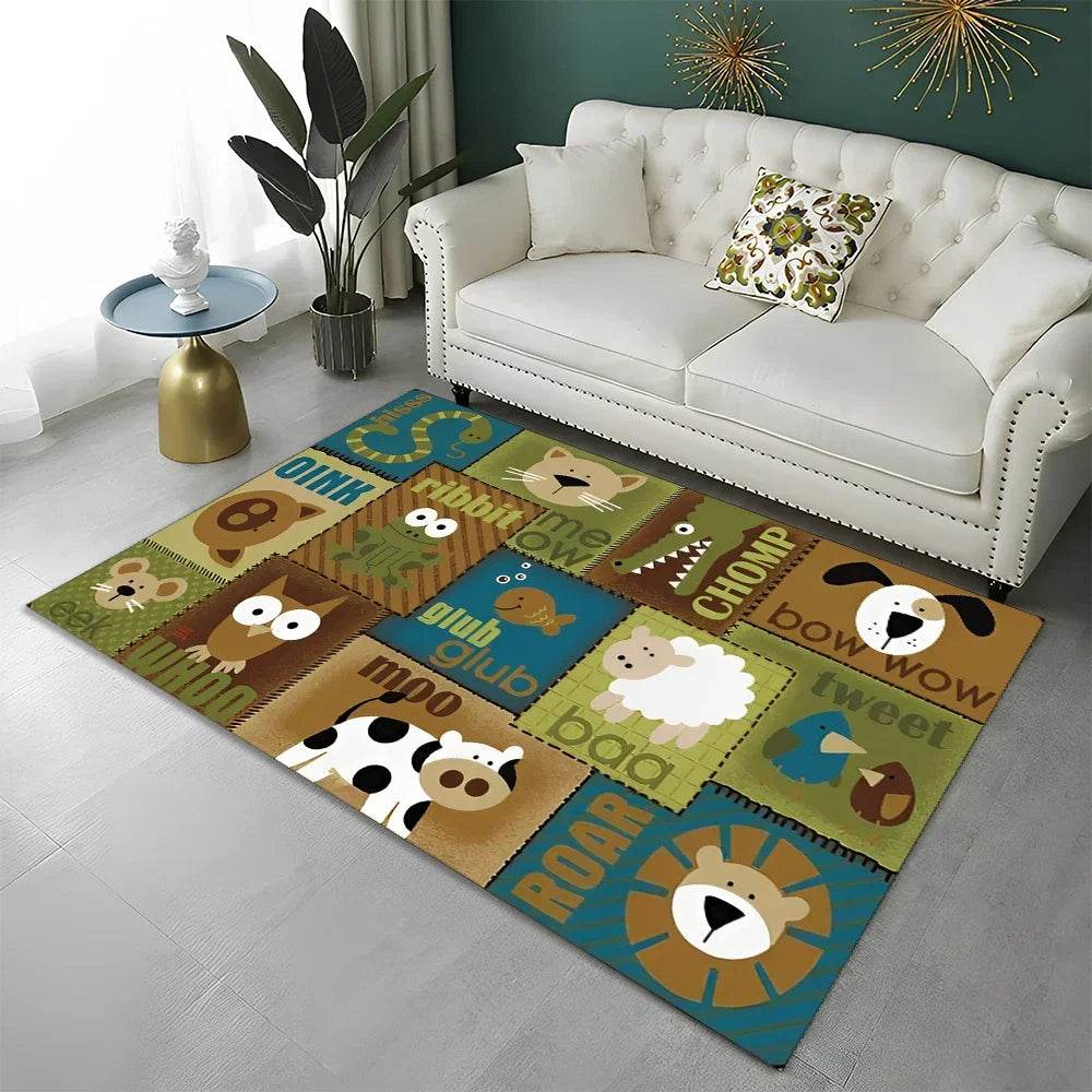 Premium Playroom Rug Alphabet Cartoon Non Slip For Kids - ToylandEU