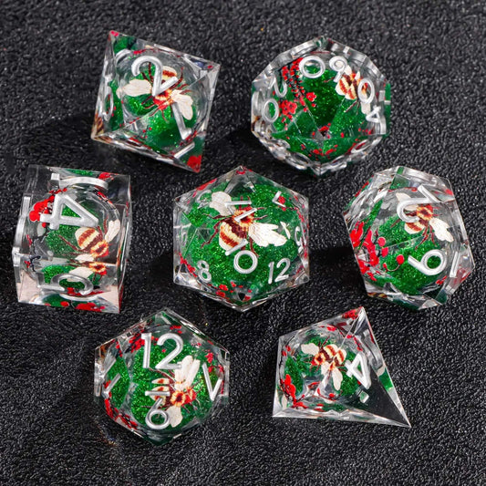 Premium Plum Blossom Polyhedral Dice Set with Liquid Core for Dungeons and Dragons Enthusiasts - ToylandEU
