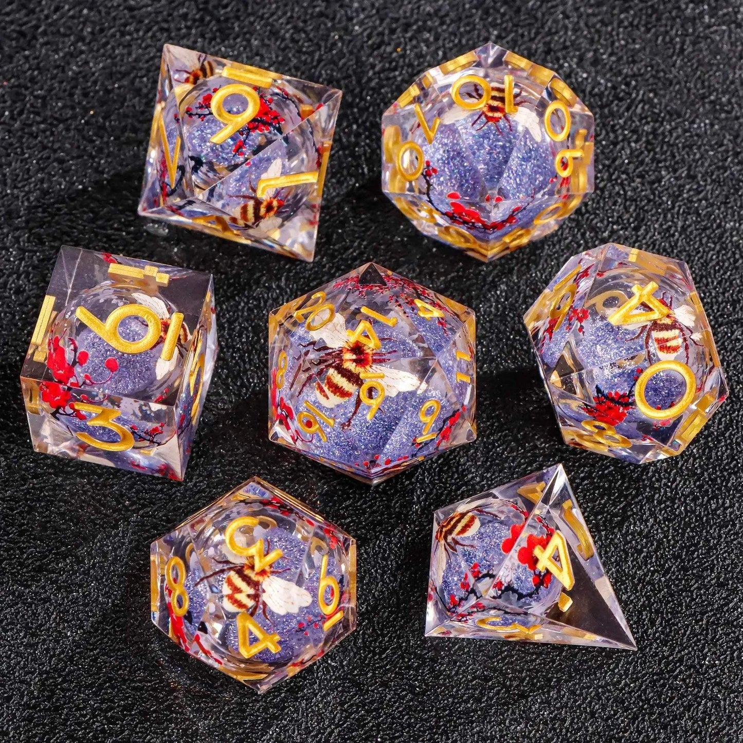 Premium Plum Blossom Polyhedral Dice Set with Liquid Core for Dungeons and Dragons Enthusiasts - ToylandEU