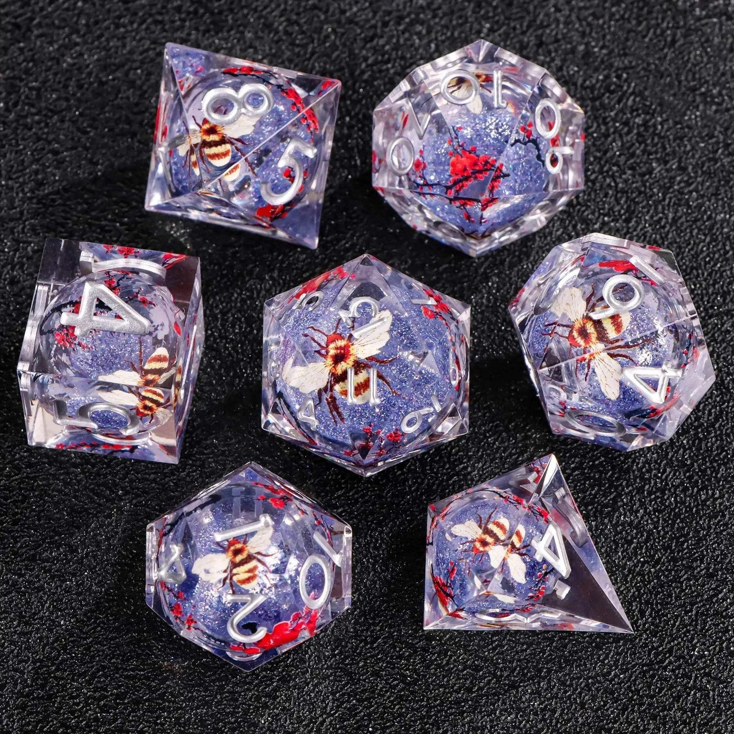 Premium Plum Blossom Polyhedral Dice Set with Liquid Core for Dungeons and Dragons Enthusiasts - ToylandEU