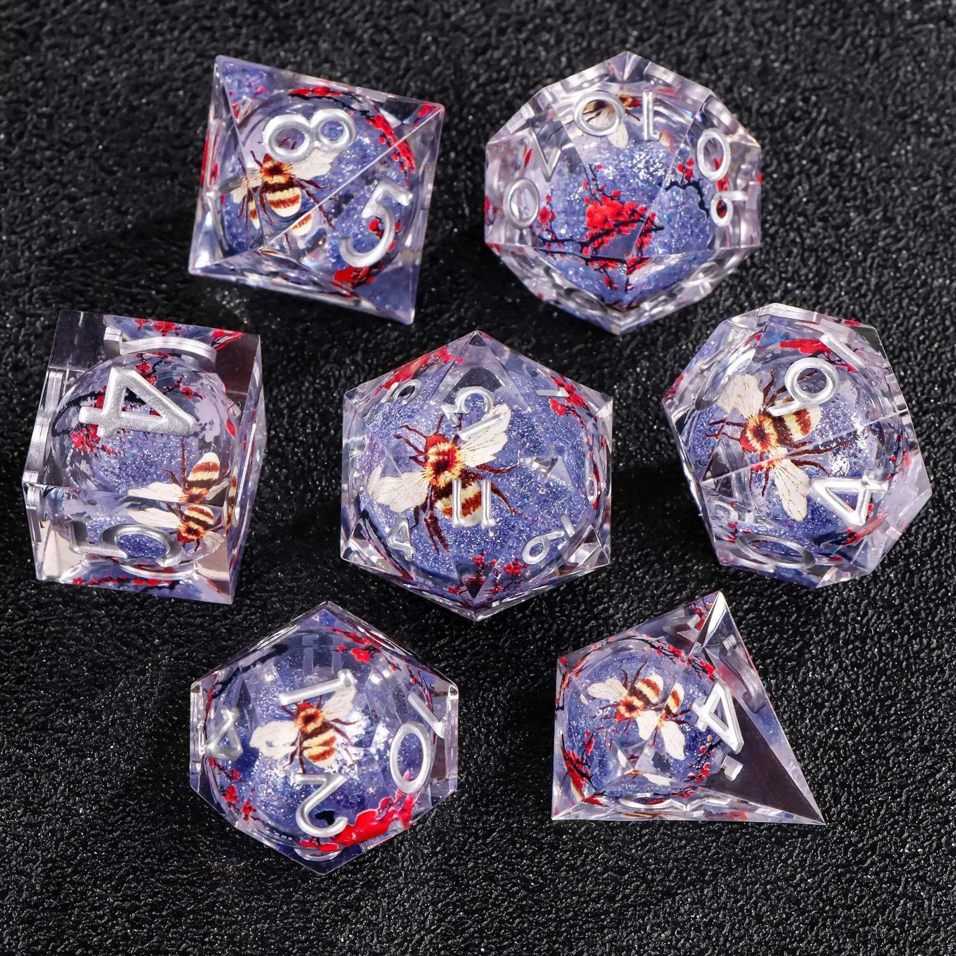 Premium Plum Blossom Polyhedral Dice Set with Liquid Core for Dungeons and Dragons Enthusiasts - ToylandEU