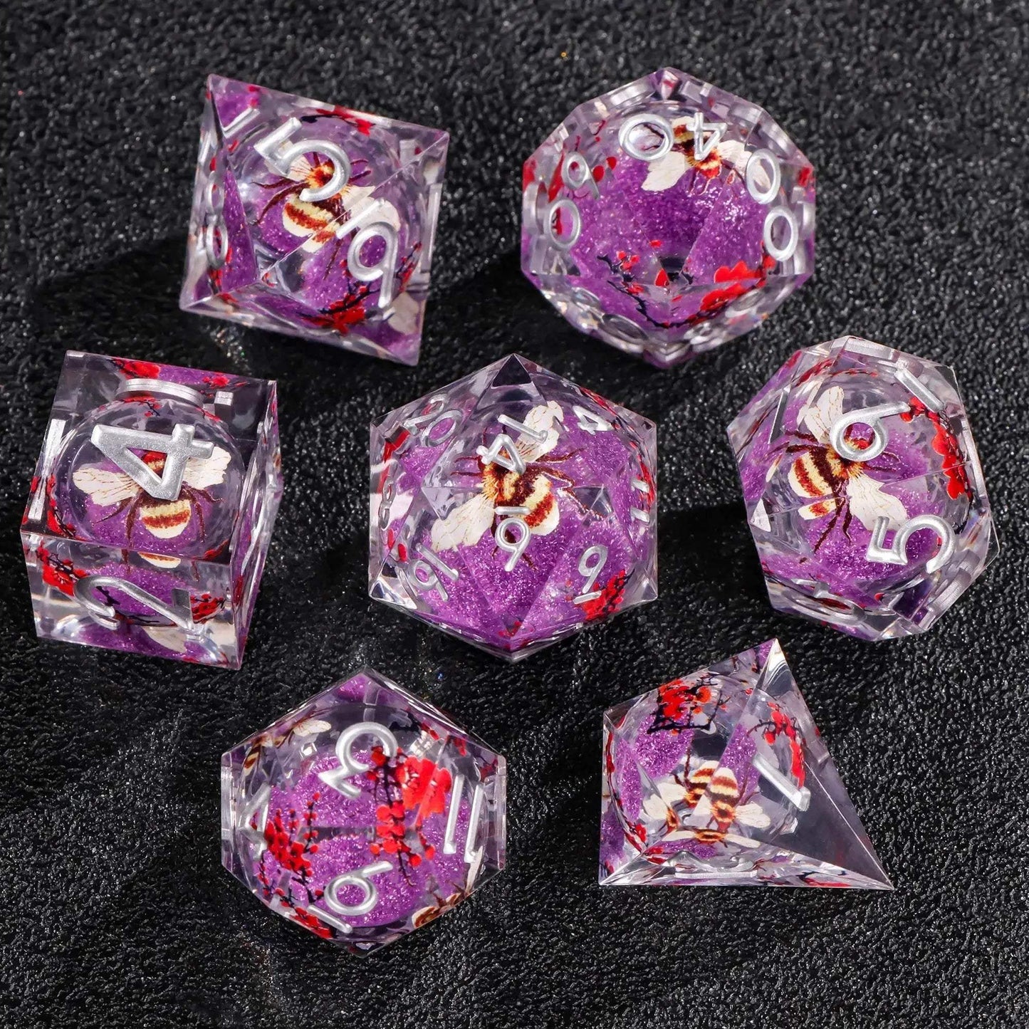 Premium Plum Blossom Polyhedral Dice Set with Liquid Core for Dungeons and Dragons Enthusiasts - ToylandEU