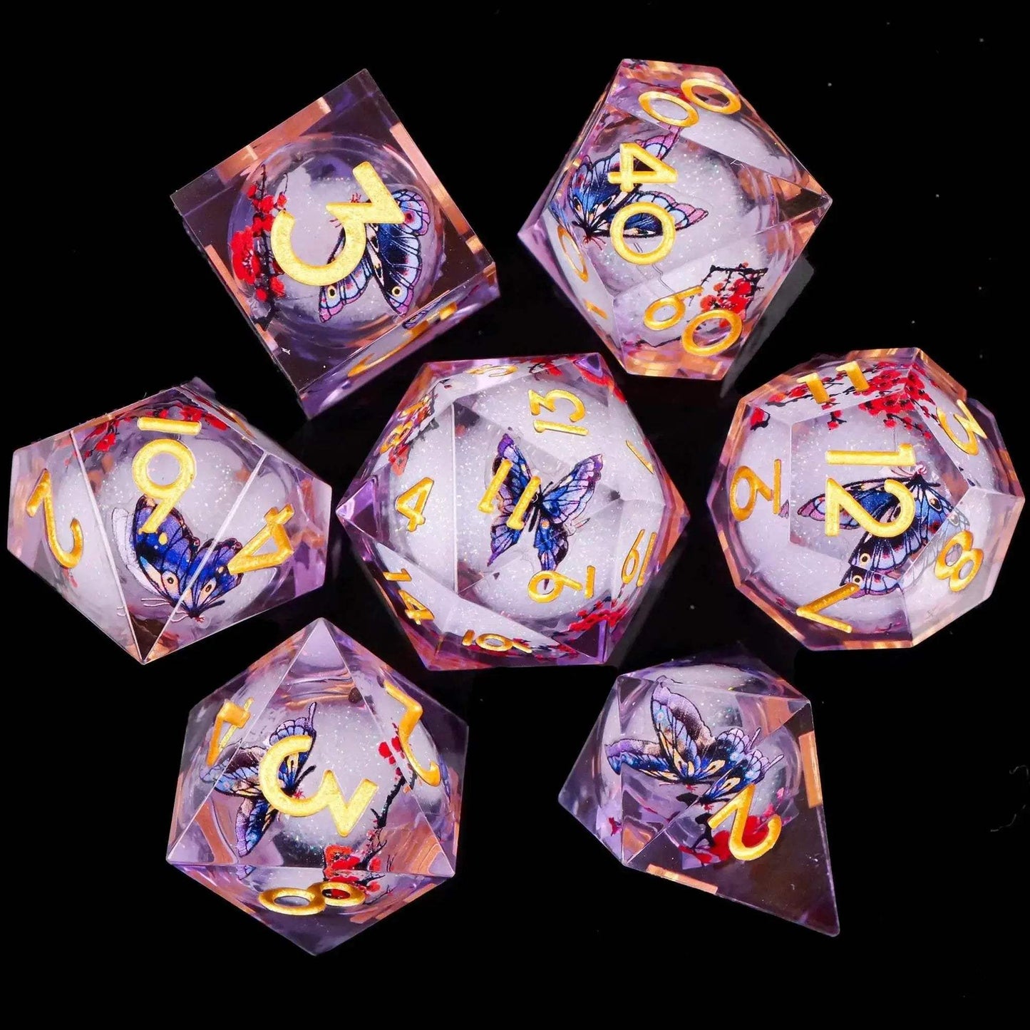 Premium Plum Blossom Polyhedral Dice Set with Liquid Core for Dungeons and Dragons Enthusiasts - ToylandEU