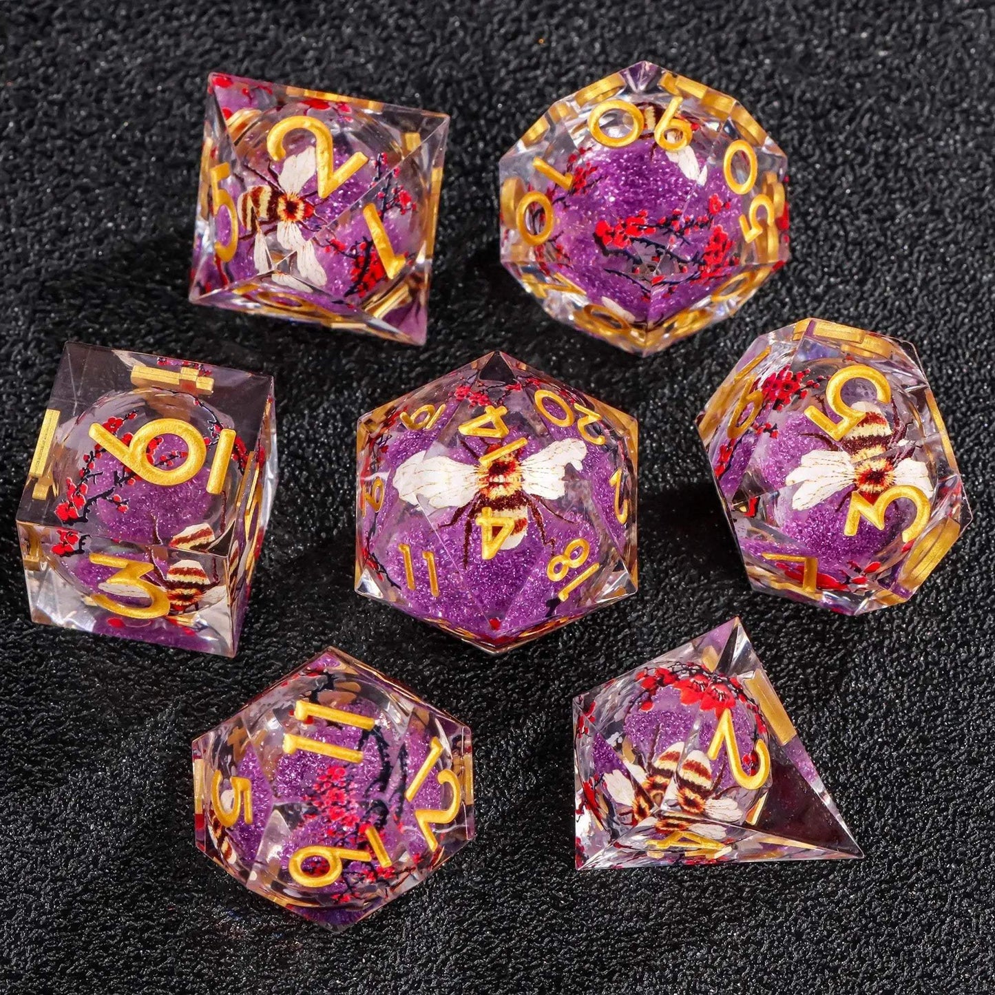 Premium Plum Blossom Polyhedral Dice Set with Liquid Core for Dungeons and Dragons Enthusiasts - ToylandEU