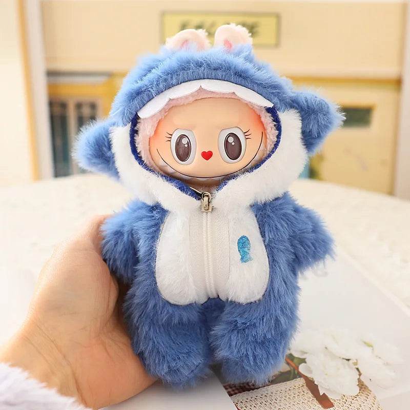 Premium Plush Doll Outfit Set with Blue Shark and Snowman Design for 17cm Labubu Dolls Ideal Gift for Kids - ToylandEU