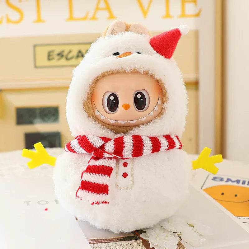 Premium Plush Doll Outfit Set with Blue Shark and Snowman Design for 17cm Labubu Dolls Ideal Gift for Kids - ToylandEU