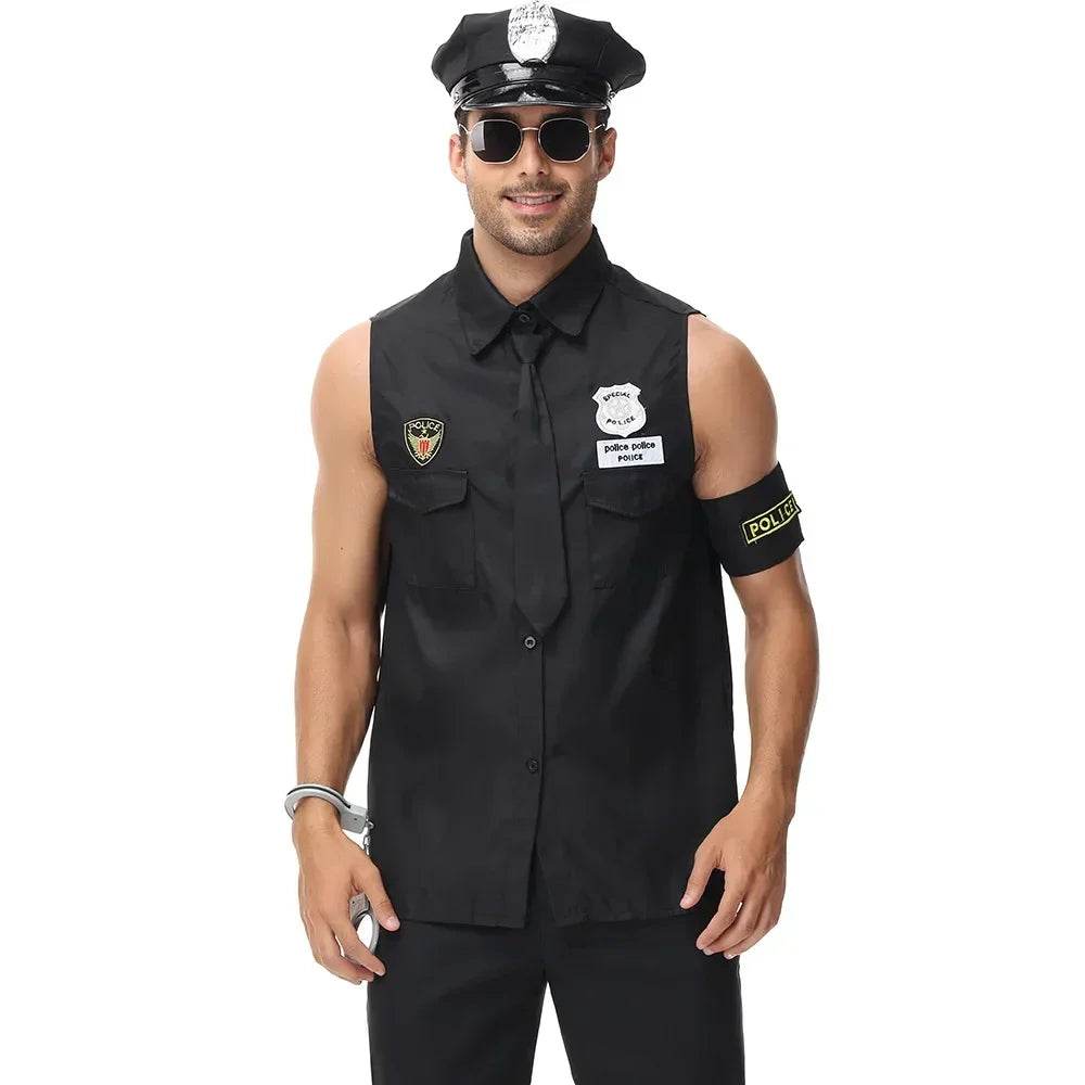 Premium Police Costume Top Shirt Set With Hat Men Cosplay - ToylandEU