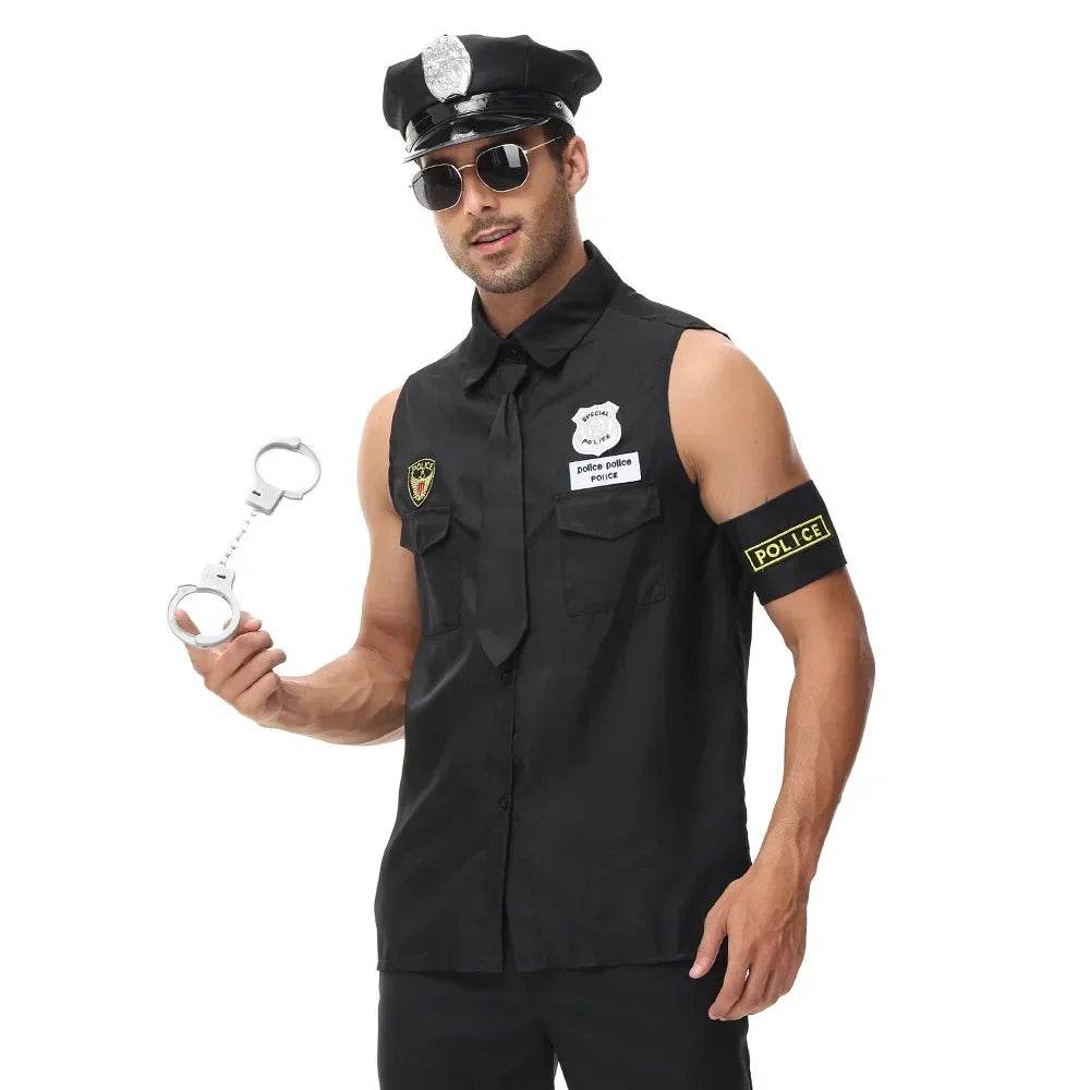 Premium Police Costume Top Shirt Set With Hat Men Cosplay - ToylandEU