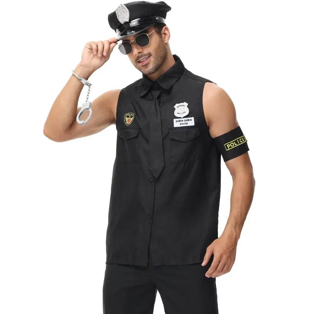 Premium Police Costume Top Shirt Set With Hat Men Cosplay - ToylandEU
