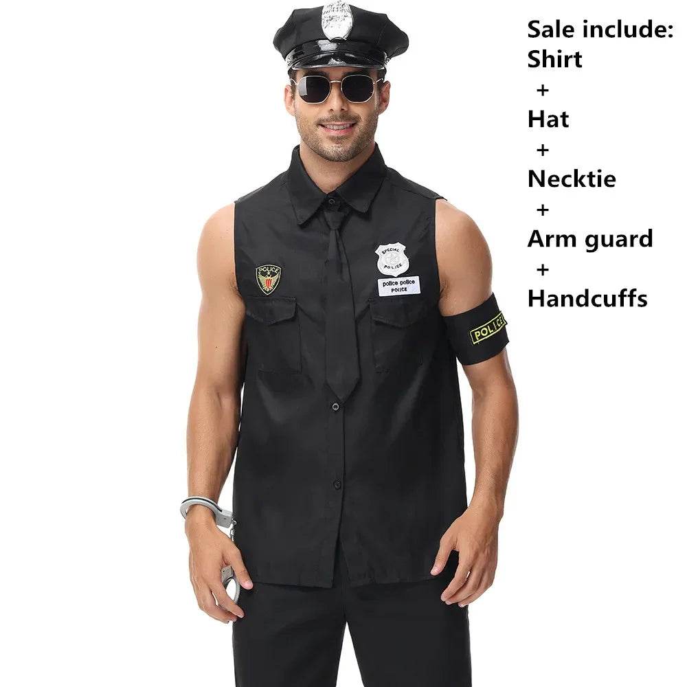 Premium Police Costume Top Shirt Set With Hat Men Cosplay - ToylandEU