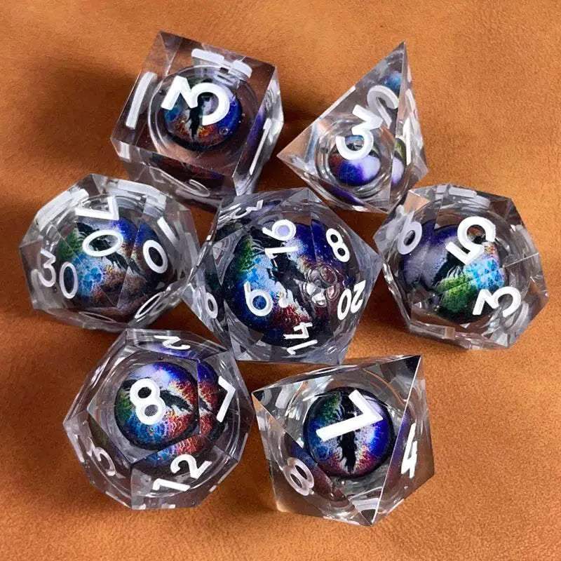 Premium Polyhedral Dice Set with Floating Cosmic Eyes for Dungeons and Dragons and RPG Fans - ToylandEU